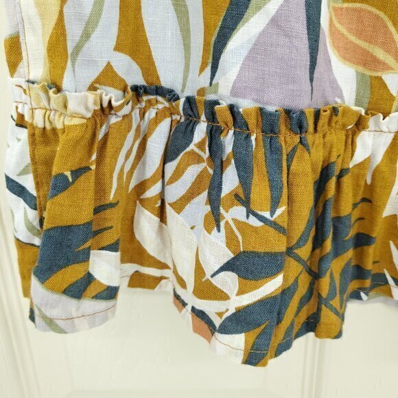 C&C California 100% Linen Pull On Ruffle Mini Skirt S Cream/Tan - Picture 11 of 11